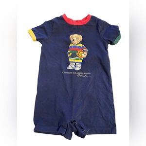 Ralph Lauren Polo Bear Cotton Jersey Shortall Crewneck Snap‎ between legs